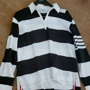 Green white striped collar THOM BROWNE Pull over Jersey